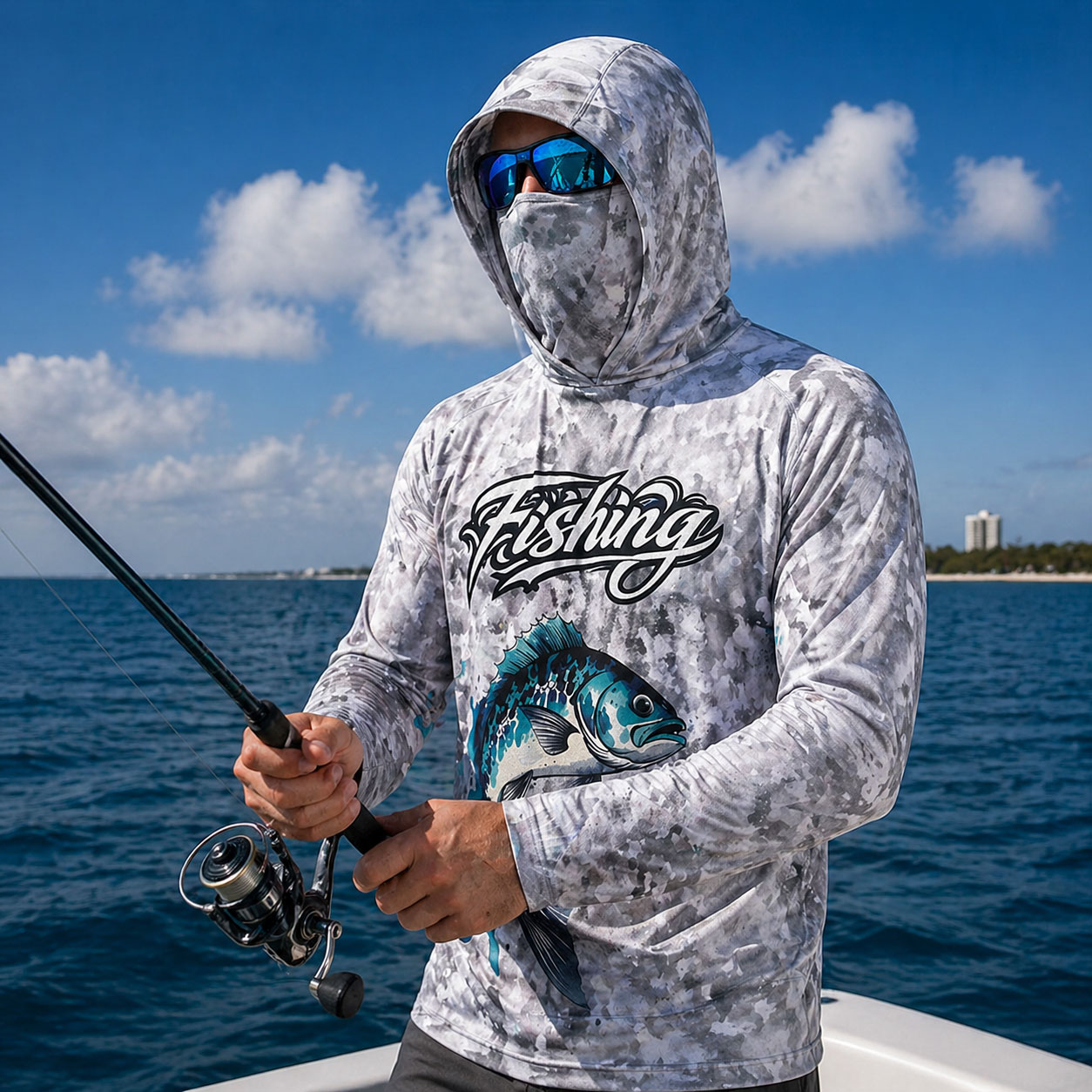 Fishing Shirt Hooded Men Fishi - đánh giá và giá Fishing Mask Sun Protection